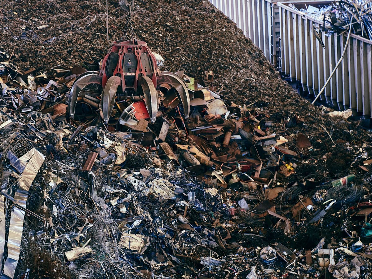 Sorted scrap metal at a recycling yard